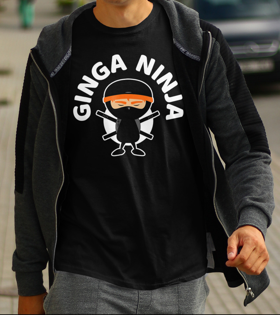 Ginga Ninja Red Hair Ninja With Crossed Swords T-Shirt