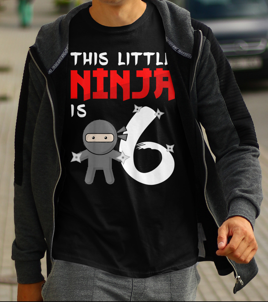 This Little Ninja Is 6 Year Old Birthday T-Shirt