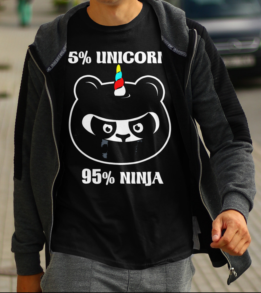 5% UNICORN 95% NINJA Panda Unicorn Hybrid Cartoon T-Shirt