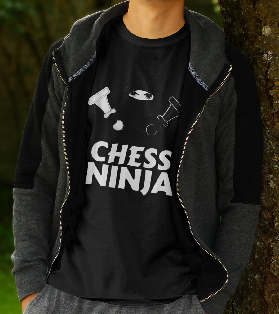Chess Ninja Fun Warrior With Chess Pieces T-Shirt