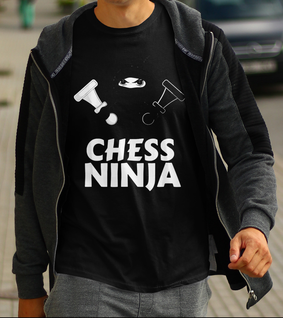 Chess Ninja Fun Warrior With Chess Pieces T-Shirt