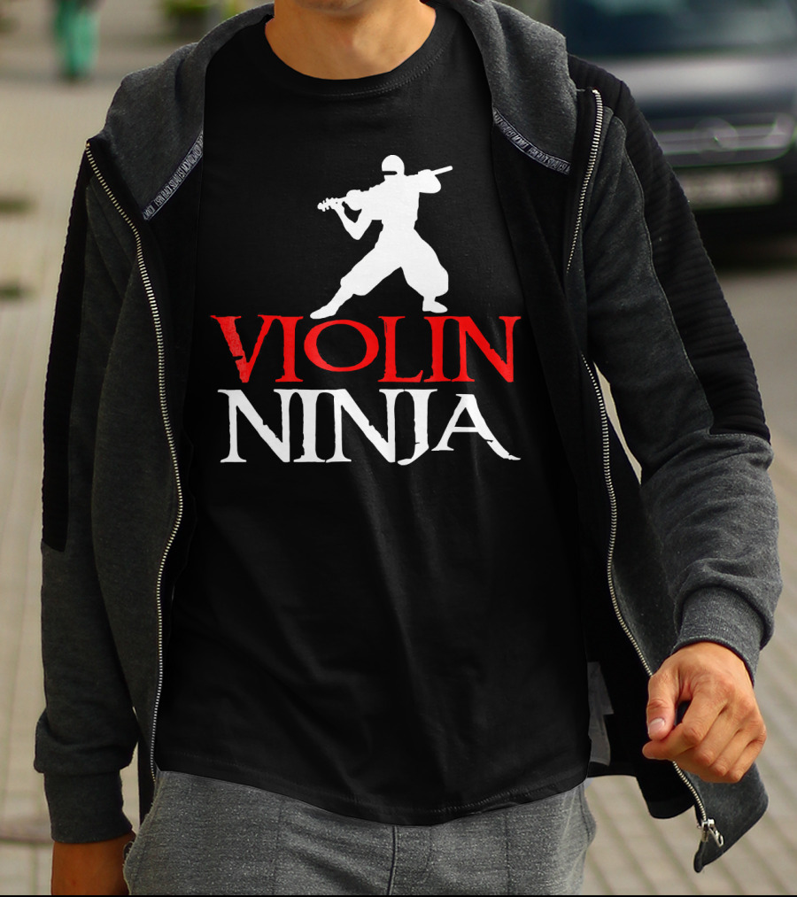 Violin Ninja Violinist Fiddle Martial Arts Fusion T-Shirt