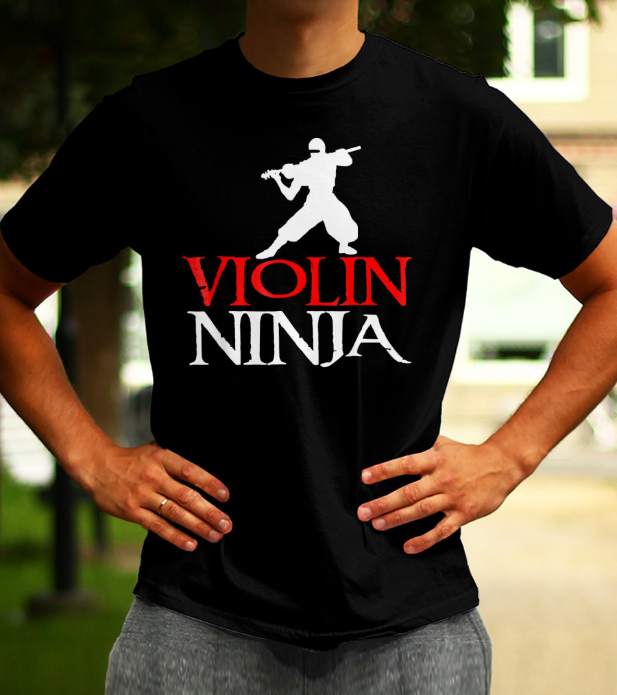 Violin Ninja Violinist Fiddle Martial Arts Fusion T-Shirt
