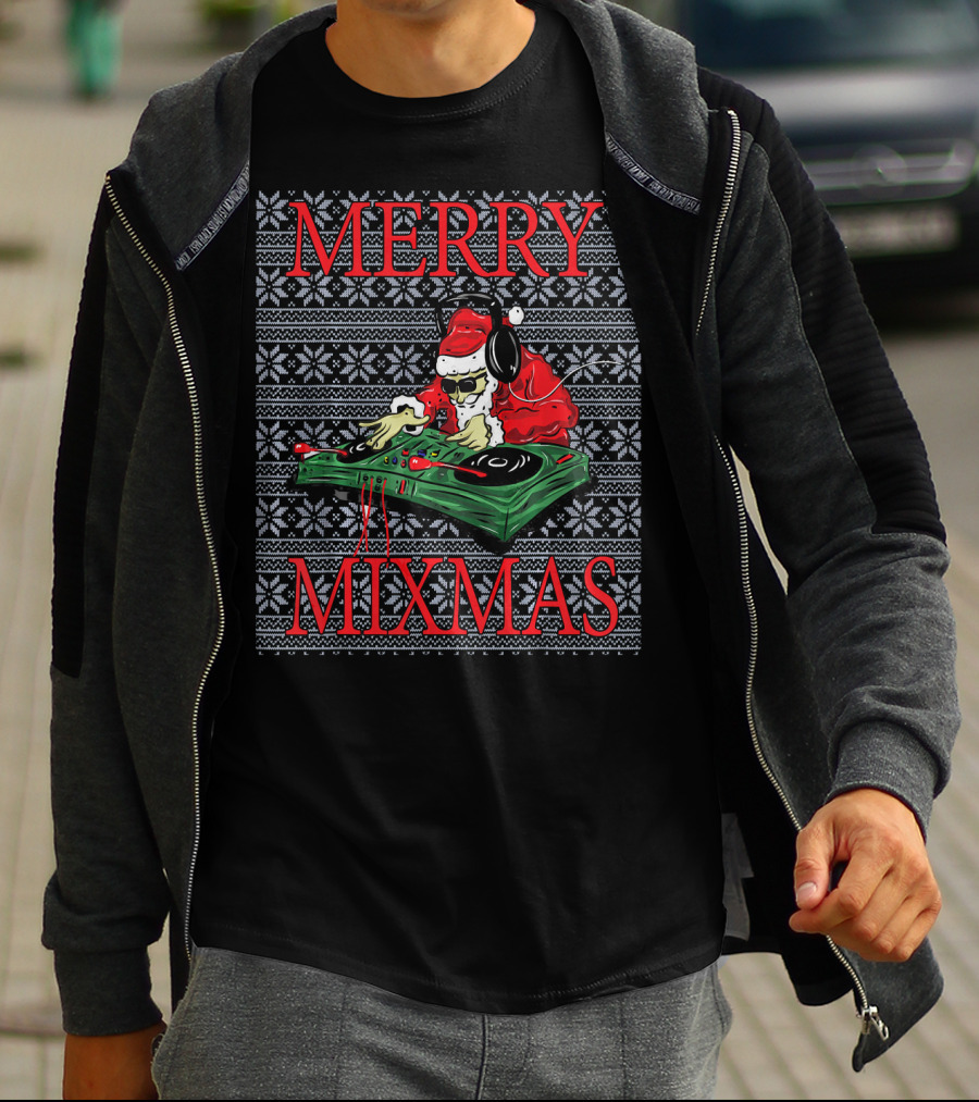 Merry Mixmas Christmas Ugly Hip Hop Santa DJ T-Shirt