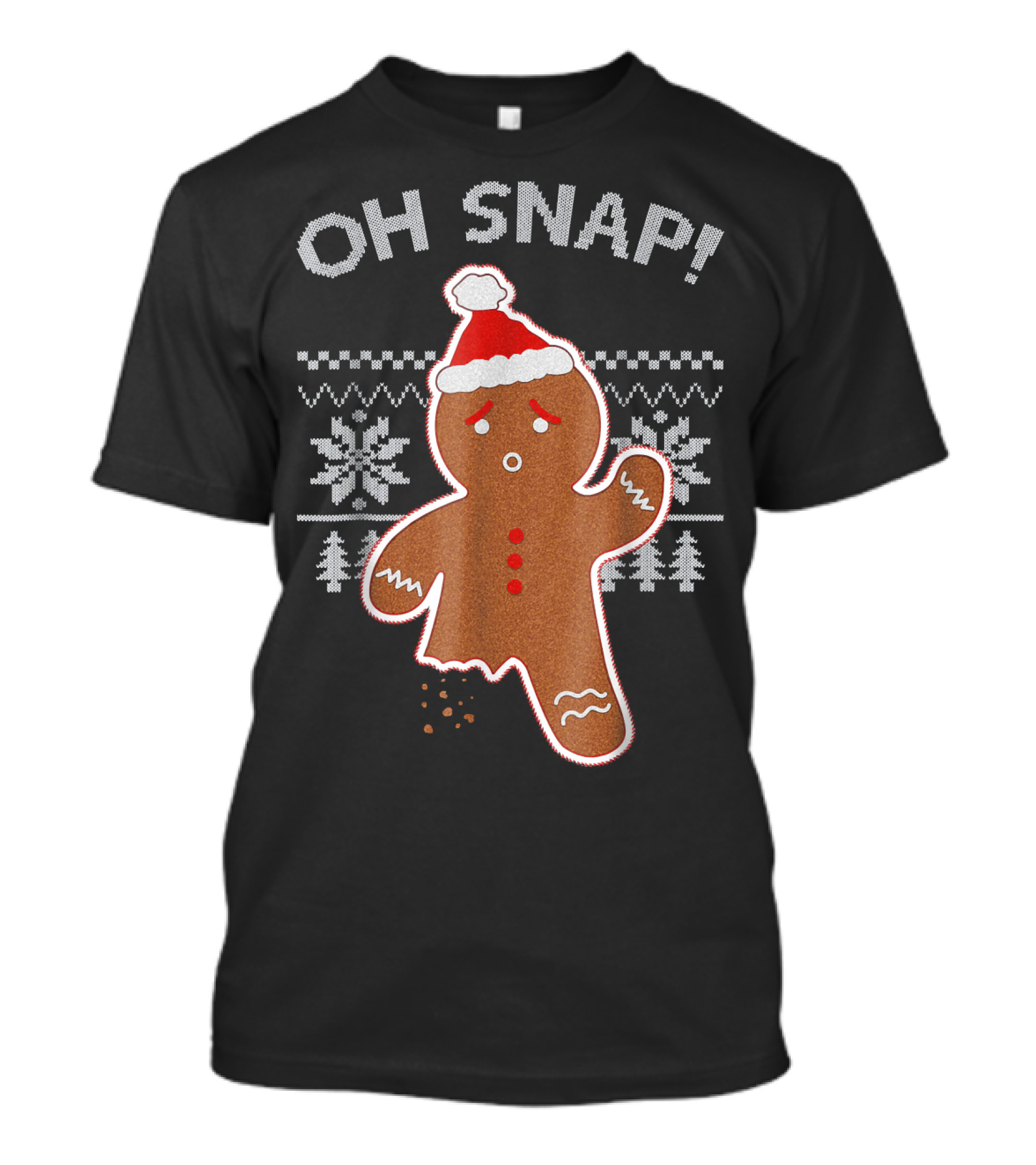 Oh Snap Broken Gingerbread Christmas Knit T-Shirt