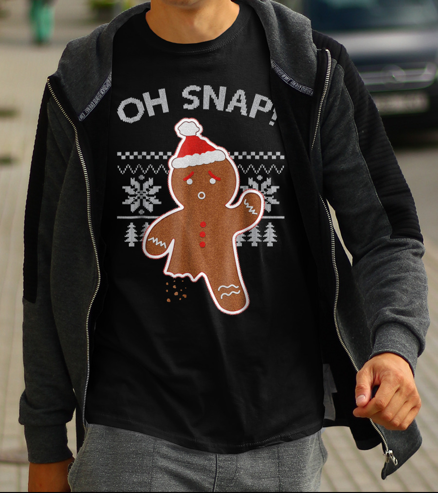 Oh Snap Broken Gingerbread Christmas Knit T-Shirt