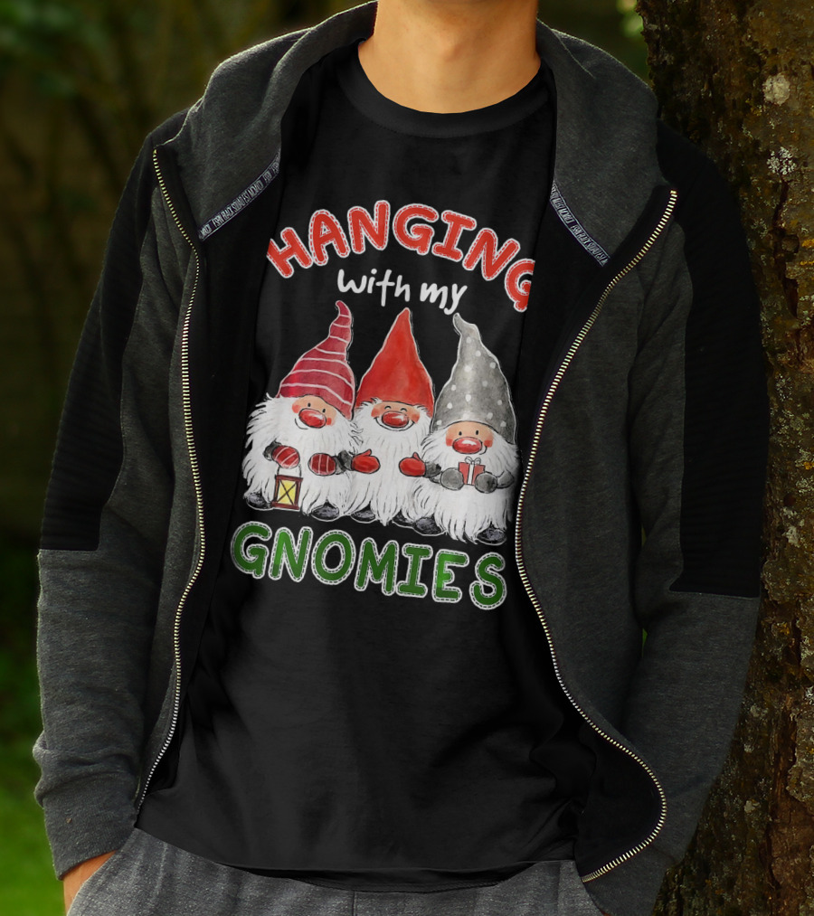 Hanging With My Gnomies Santa Gardening Gnome Christmas Hang T-Shirt