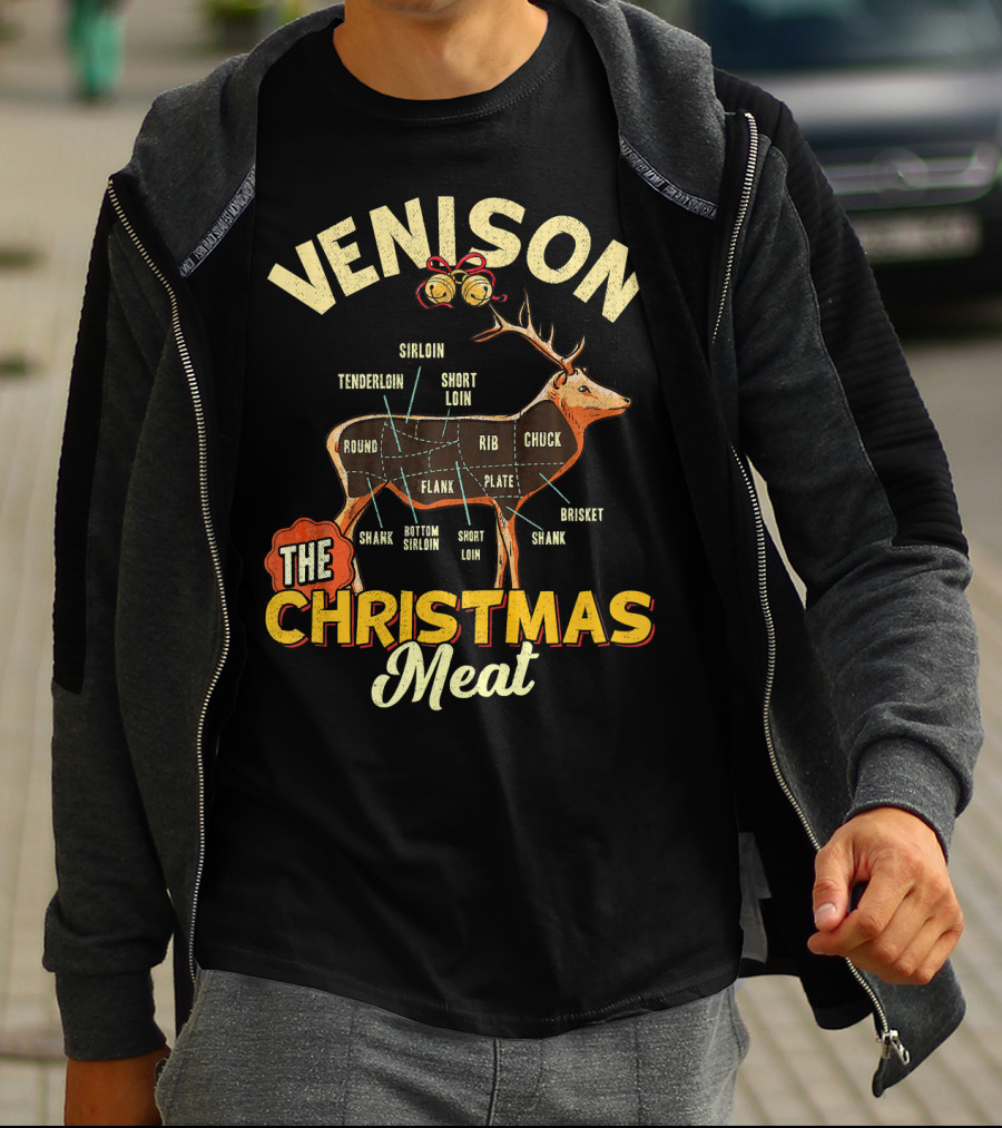 Venison Meat Chart Christmas Cut Diagram T-Shirt