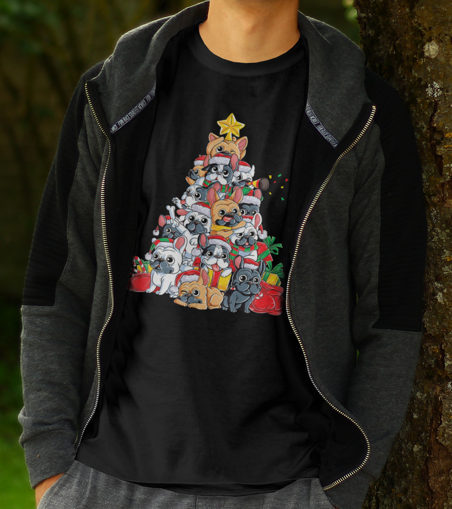 French Bulldog Xmas Tree Holiday T-Shirt