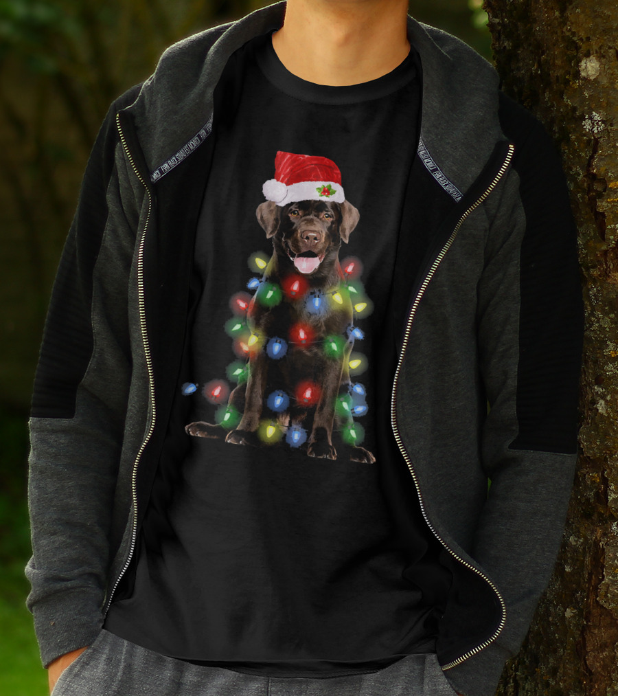 Christmas Lights Labrador Retriever With Santa Hat T-Shirt