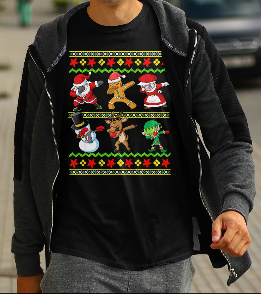 Christmas Kids Santa Dabbing Squad Snowman Gingerbread Mrs Claus Reindeer Elf T-Shirt