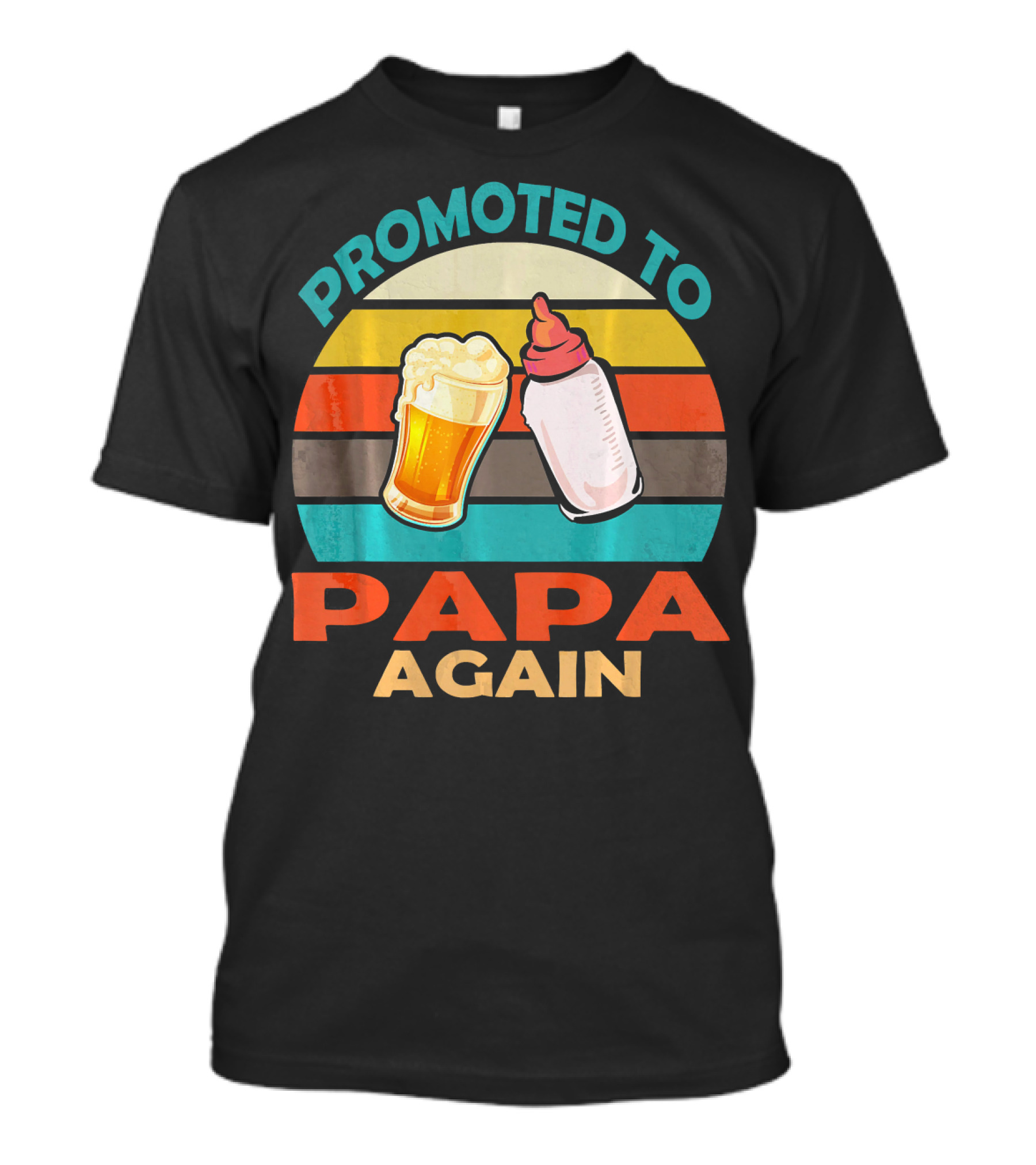 Promoted To Papa Again Vintage Beer And Baby Bottle T-Shirt