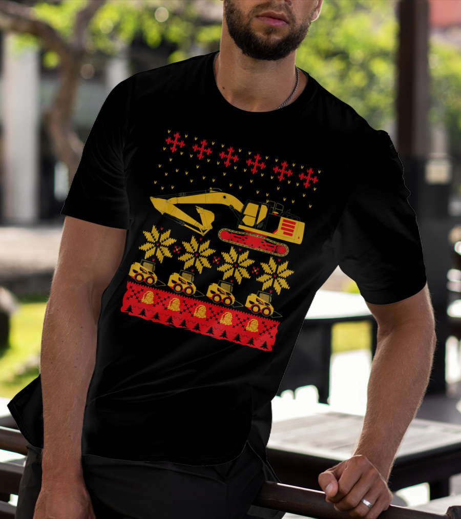 Construction Excavator Christmas T-Shirt