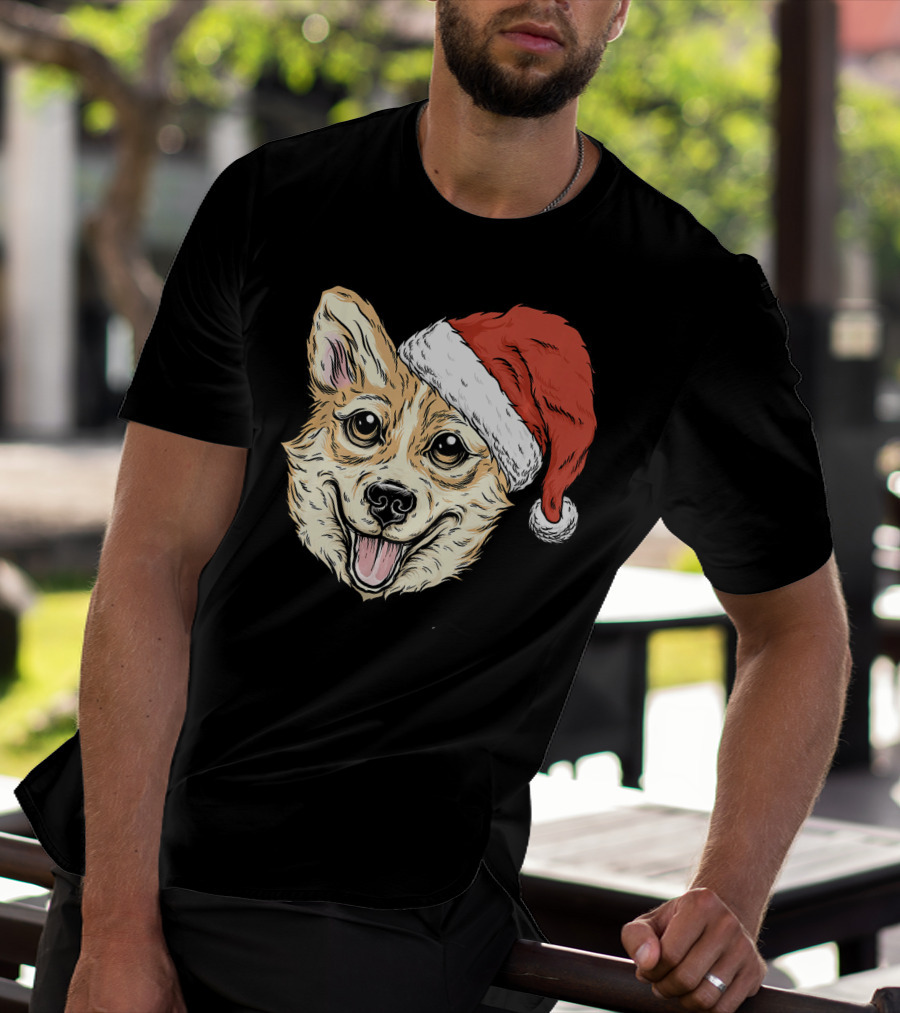 Corgi Dog Santa Hat Funny Christmas Corgi T-Shirt