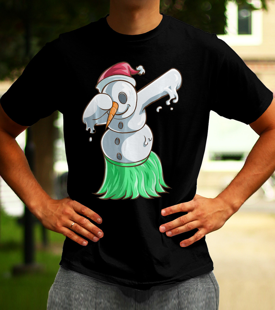 Christmas In July Dabbing Snowman Tropical Hula Dance T-Shirt