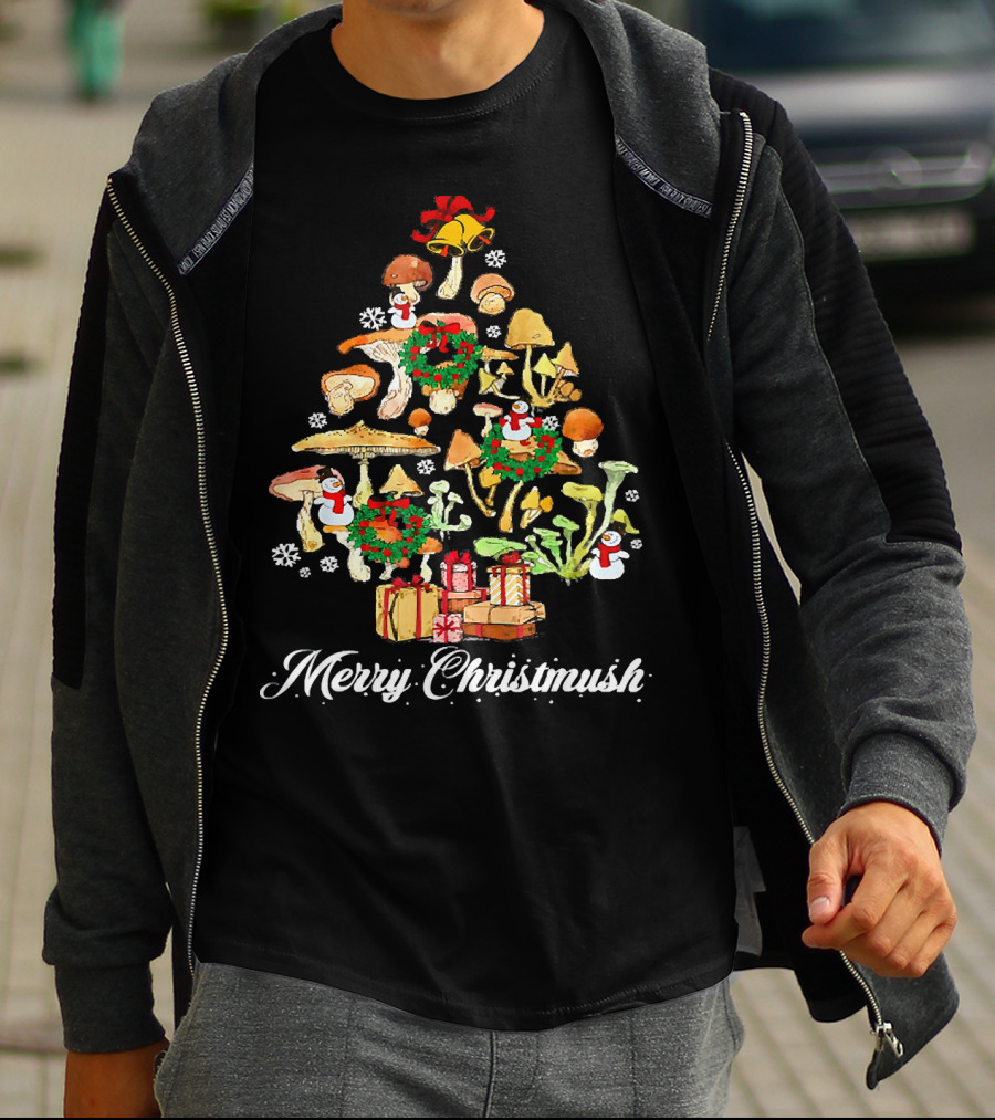 Merry Christmush Mushroom Christmas Tree T-Shirt