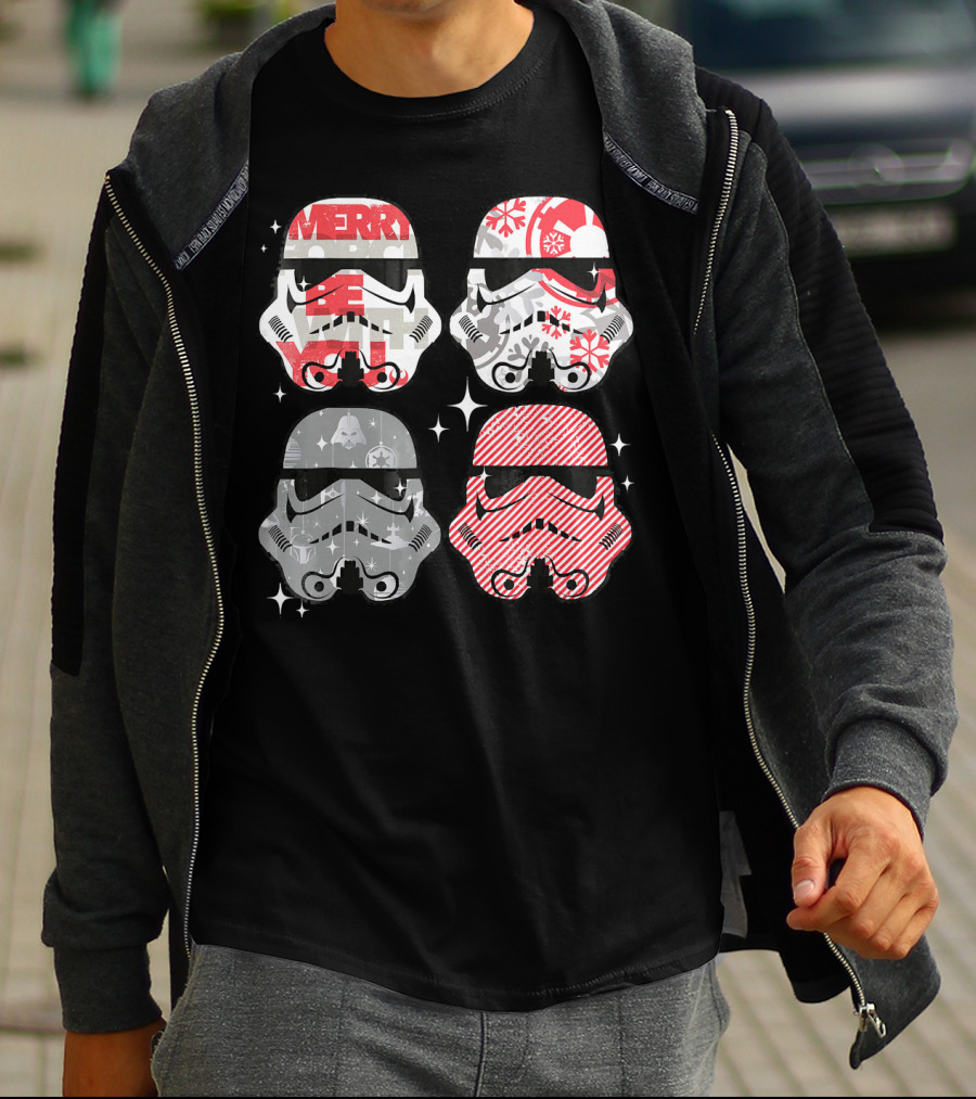 Star Wars Merry Troopers Christmas Snowflakes And Stripes T-Shirt