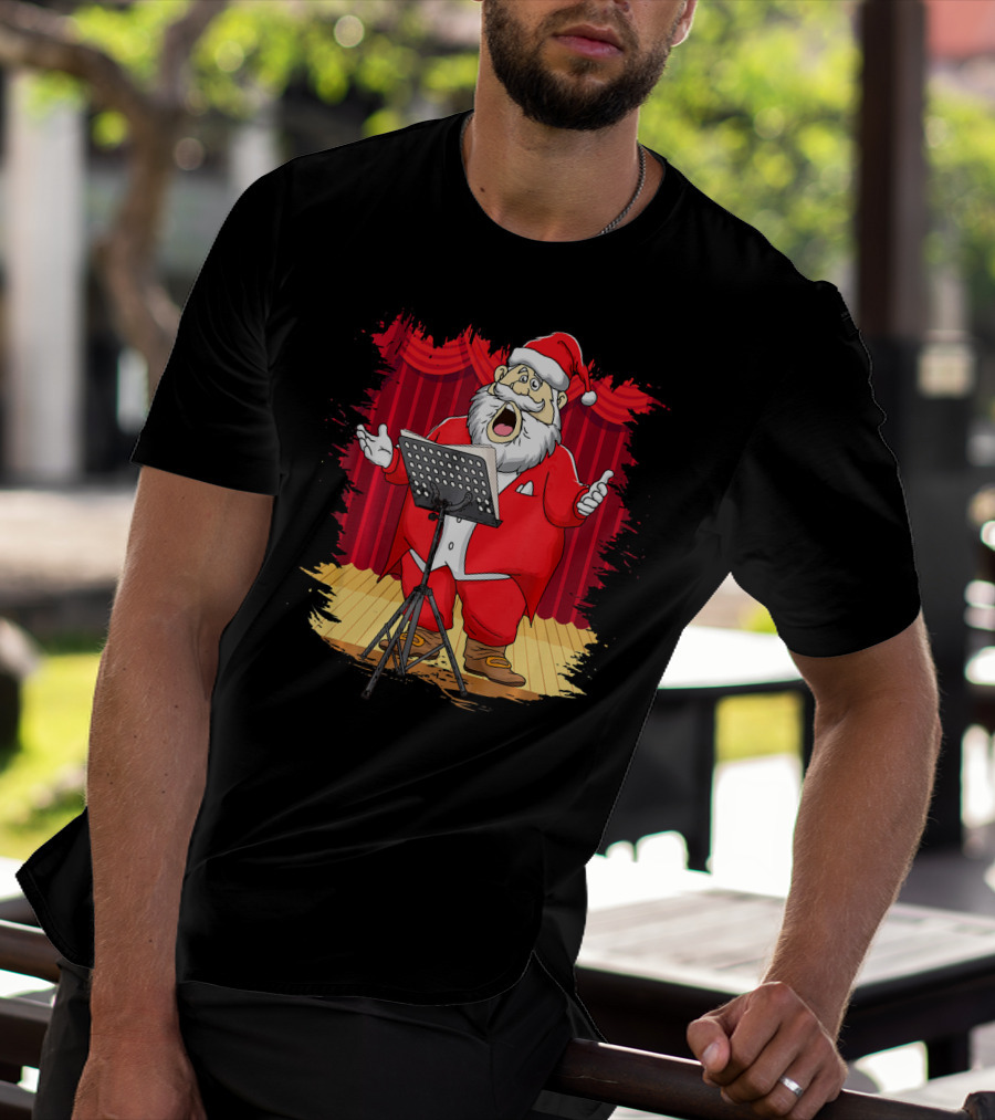 Christmas Santa Opera Singer Funny Stage Performance T-Shirt