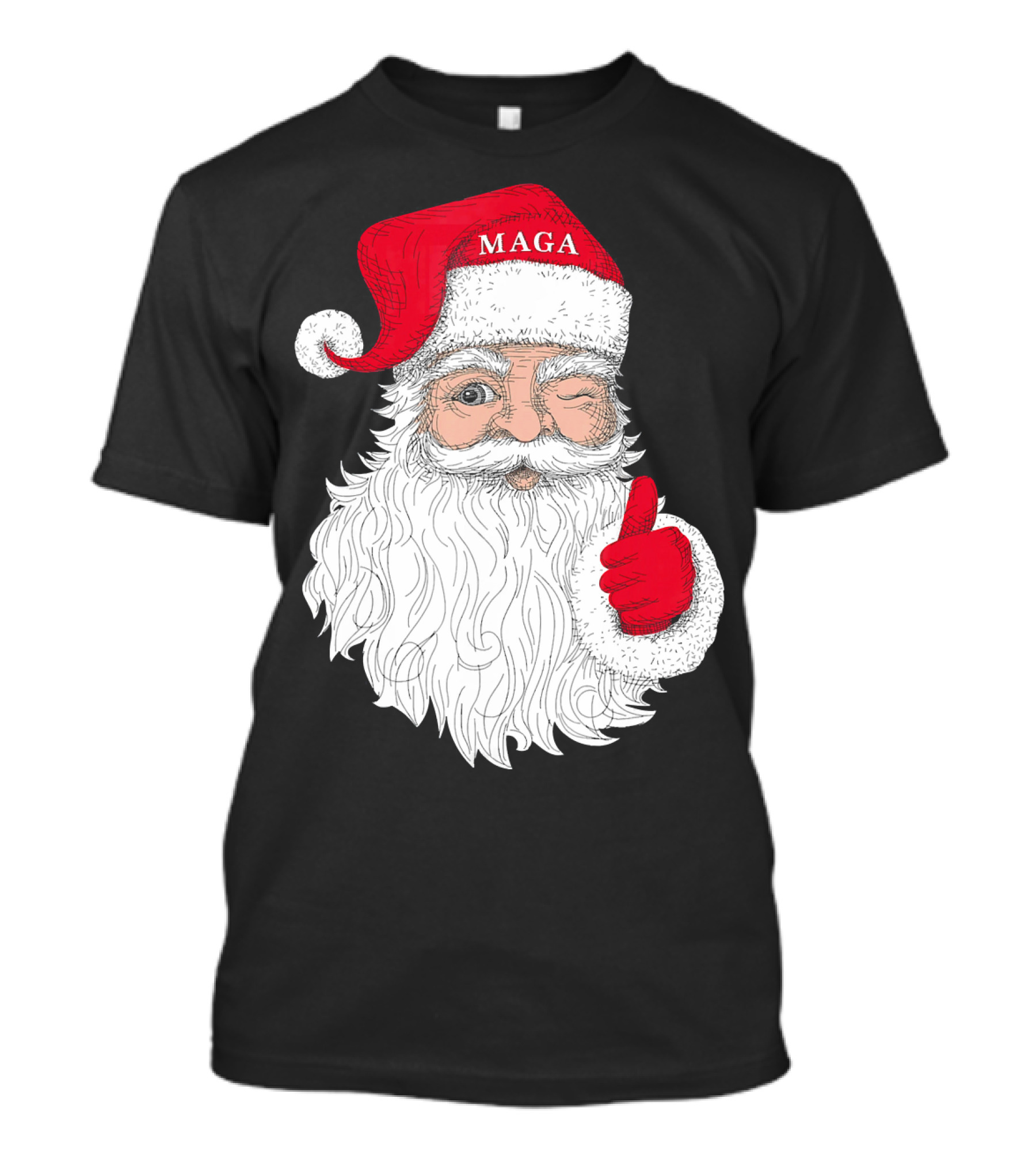 Santa Claus Winking In MAGA Hat With Thumbs Up T-Shirt