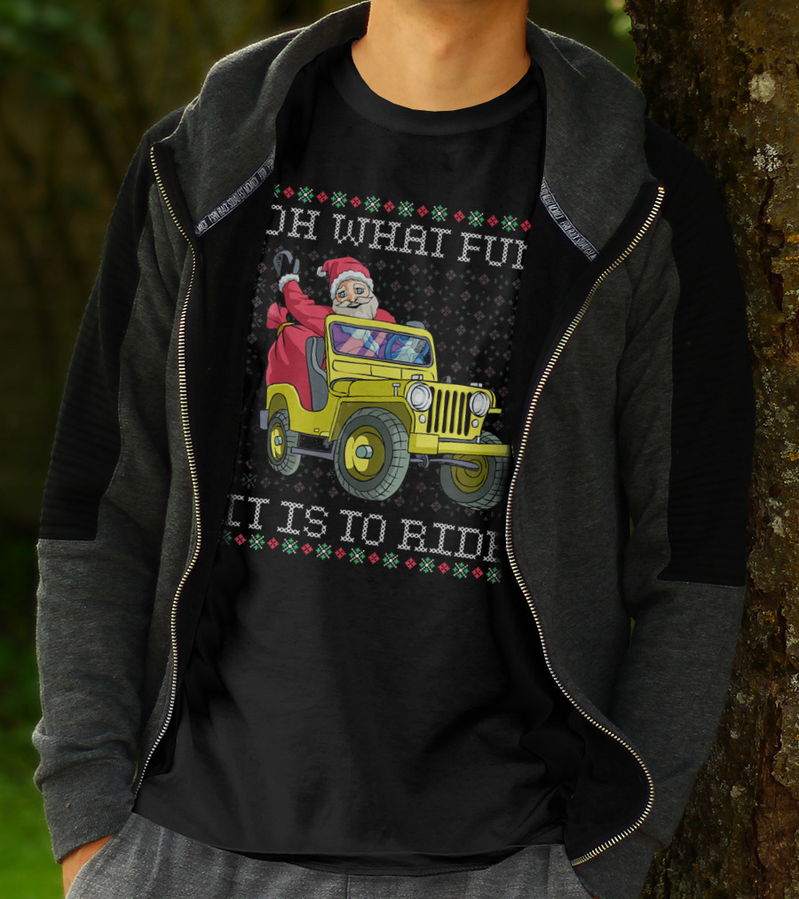 Oh What Fun It Is To Ride Santa In Jeep Holiday T-Shirt