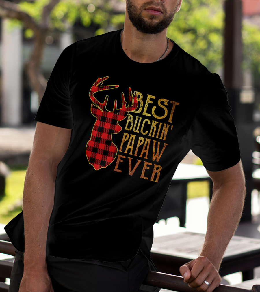 Best Buckin' Papaw Ever Reindeer Plaid T-Shirt
