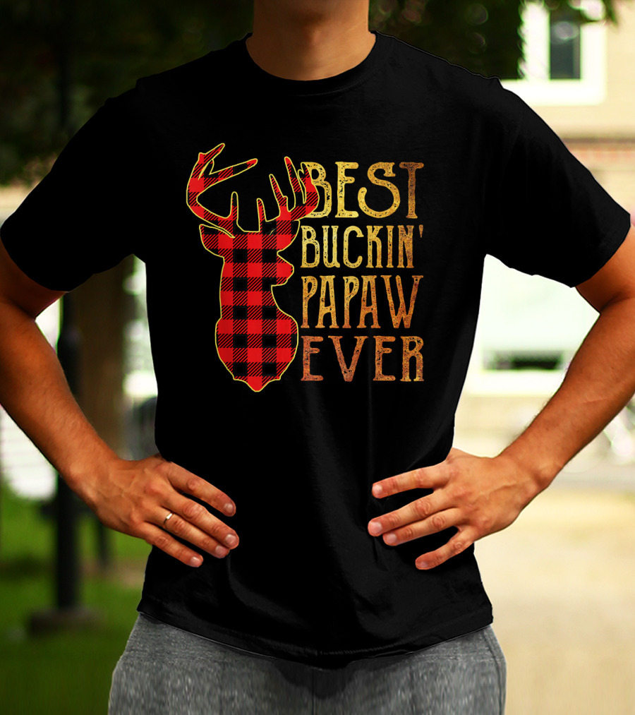 Best Buckin' Papaw Ever Reindeer Plaid T-Shirt