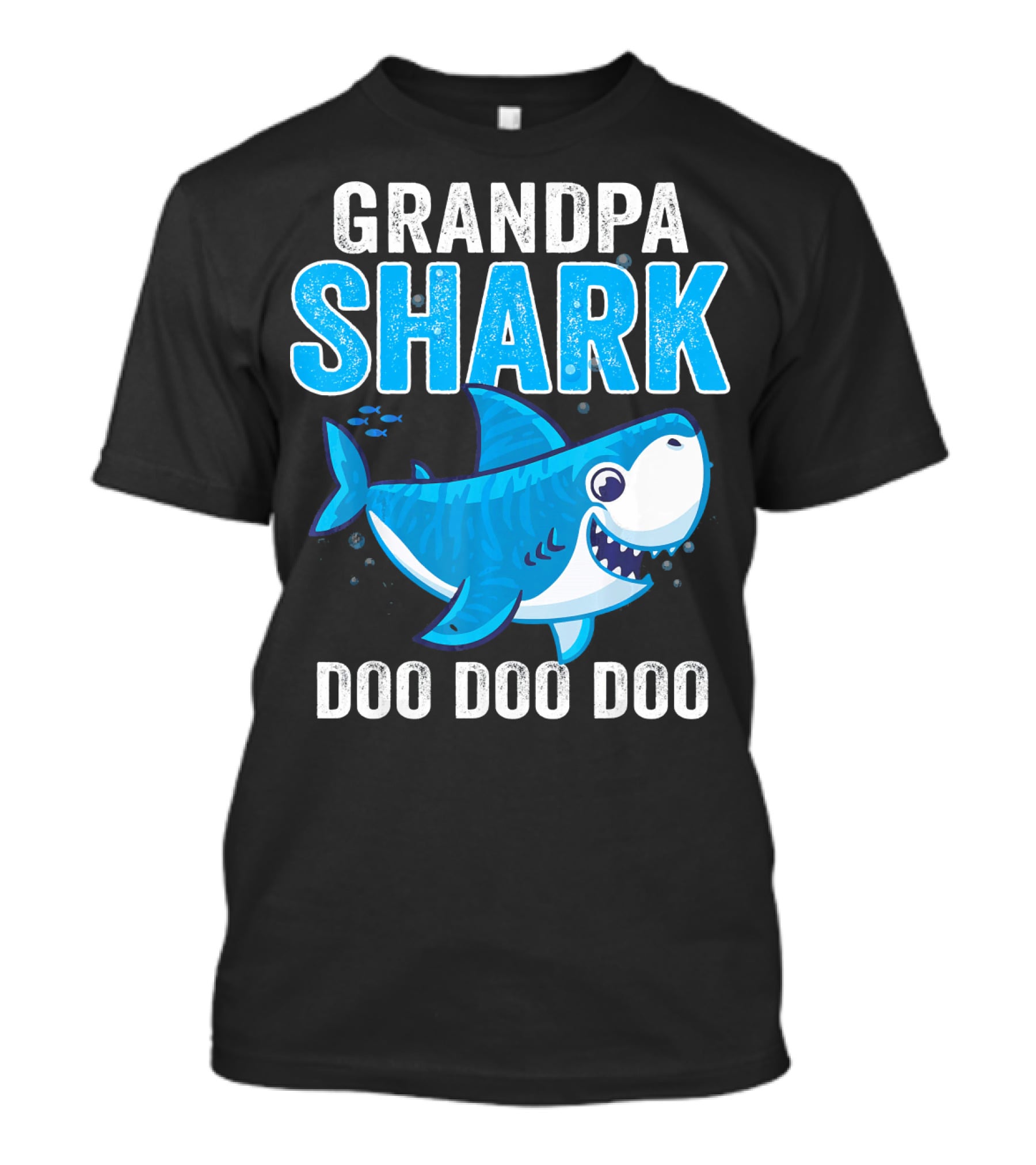 Grandpa Shark Doo Doo Doo Bright Blue Cartoon Shark T-Shirt