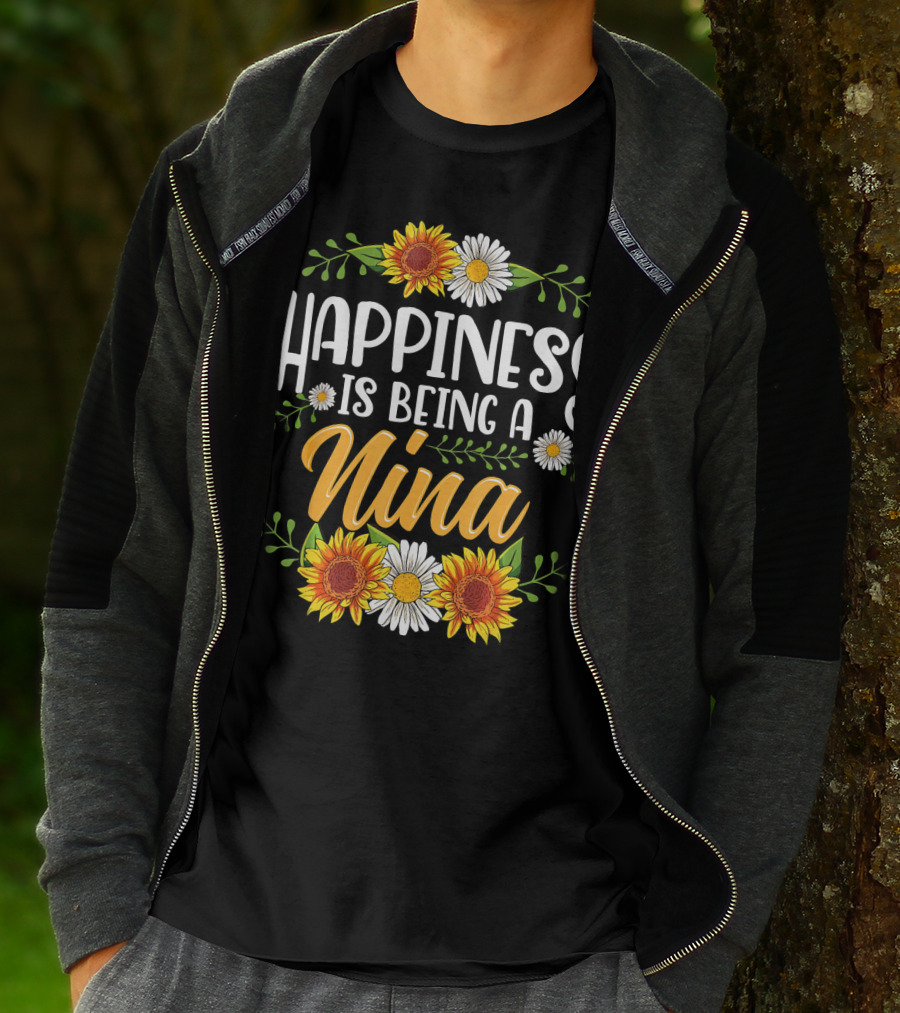 Happiness Is Being A Nina Sunflower Daisy Floral T-Shirt