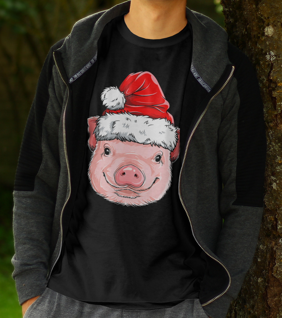 Pig Santa Christmas Santa Hat T-Shirt