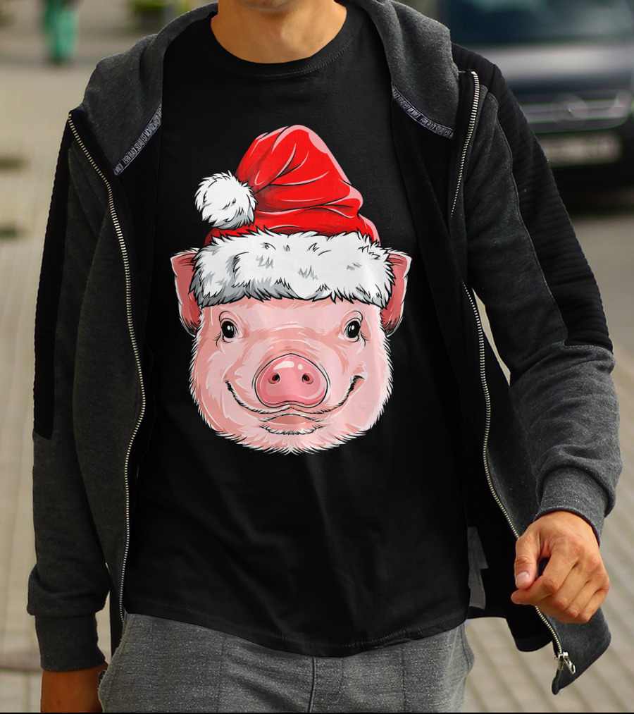 Pig Santa Christmas Santa Hat T-Shirt