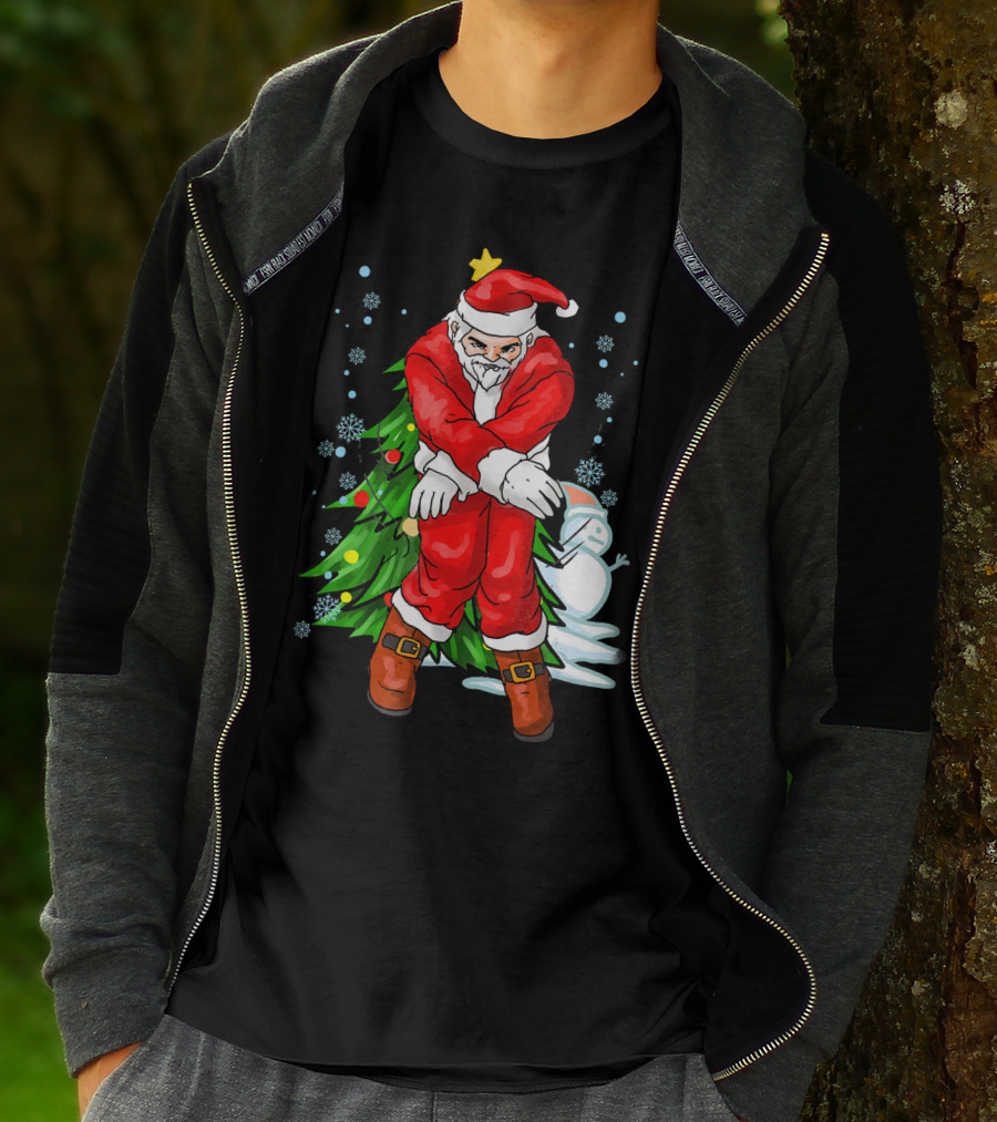 Santa Claus Funny Dance Holiday Christmas Tree Snowman T-Shirt