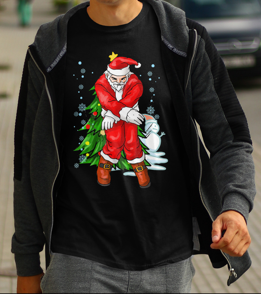 Santa Claus Funny Dance Holiday Christmas Tree Snowman T-Shirt