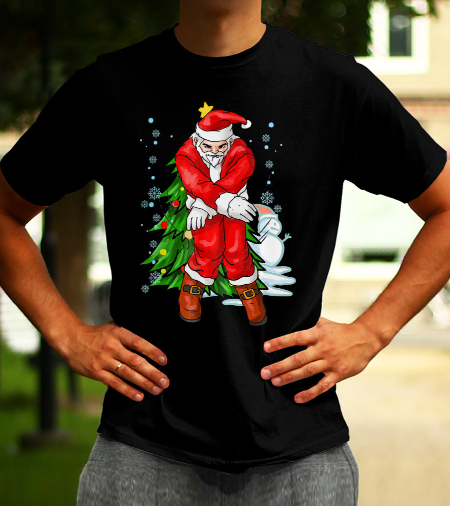 Santa Claus Funny Dance Holiday Christmas Tree Snowman T-Shirt