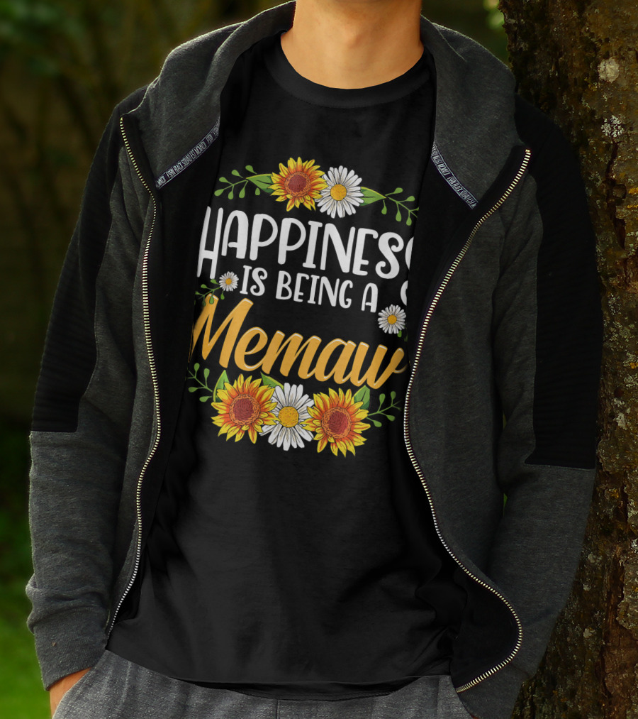 Happiness Is Being A Memaw Sunflowers And Daisies T-Shirt
