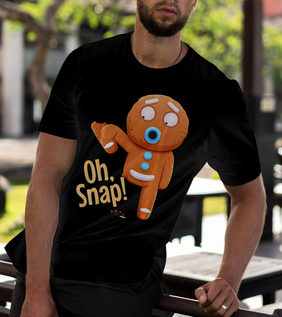 Oh Snap Gingerbread Cookie Cartoon With Missing Leg And Shocked Expression T-Shirt