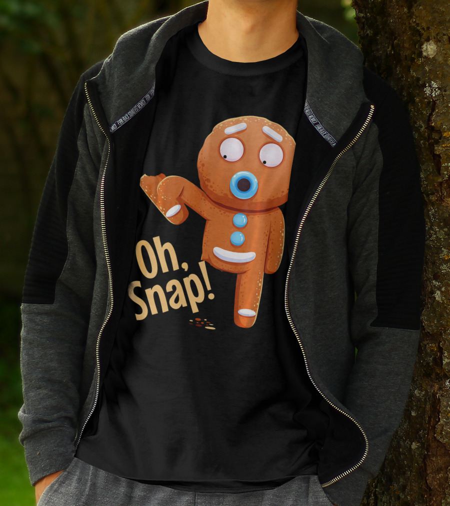 Oh Snap Gingerbread Cookie Cartoon With Missing Leg And Shocked Expression T-Shirt