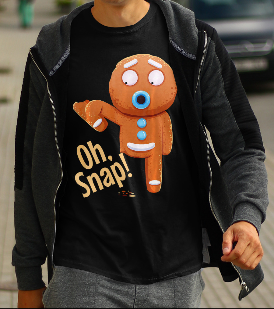 Oh Snap Gingerbread Cookie Cartoon With Missing Leg And Shocked Expression T-Shirt