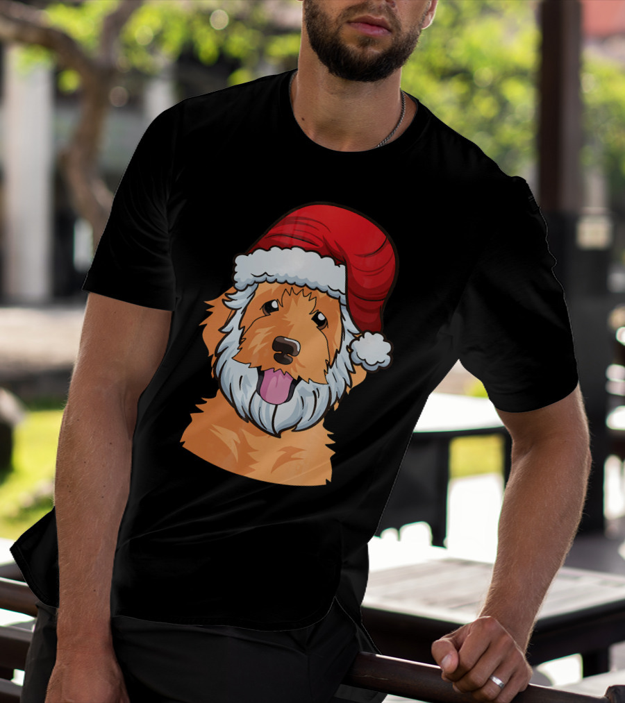 Golden Doodle Funny Santa Claus Dog Holiday Humor T-Shirt