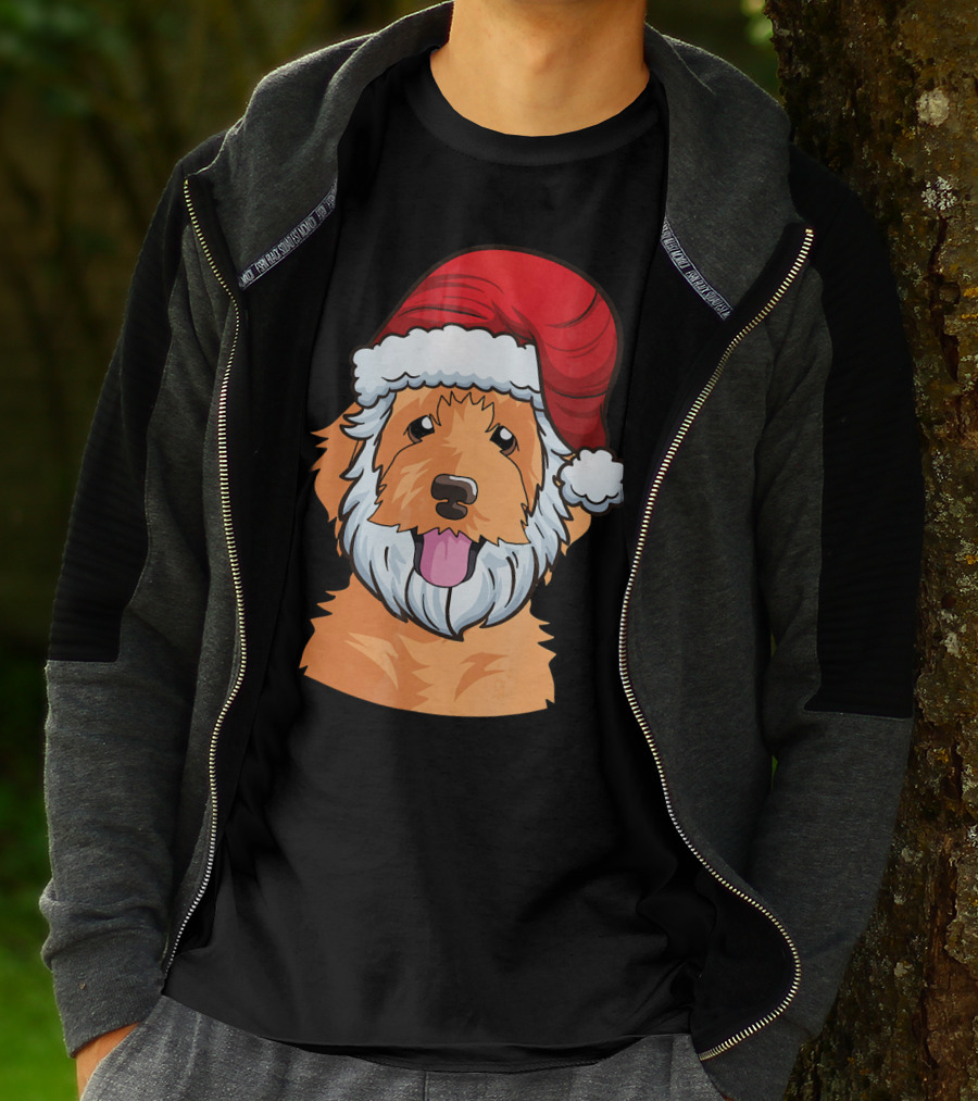 Golden Doodle Funny Santa Claus Dog Holiday Humor T-Shirt