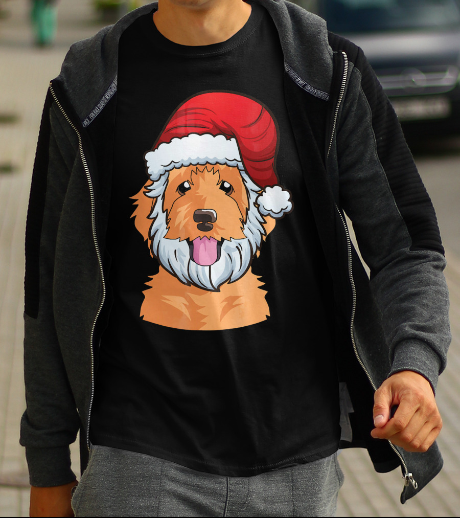 Golden Doodle Funny Santa Claus Dog Holiday Humor T-Shirt