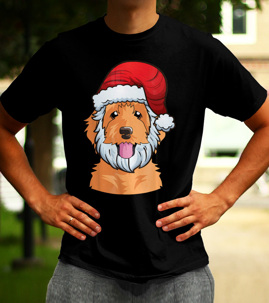 Golden Doodle Funny Santa Claus Dog Holiday Humor T-Shirt