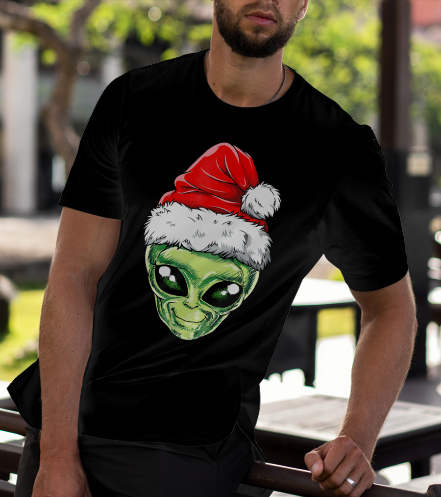 Alien Santa Christmas Hat T-Shirt