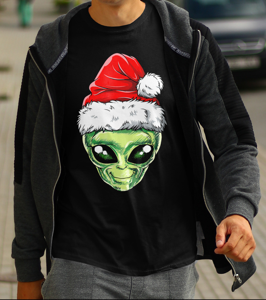 Alien Santa Christmas Hat T-Shirt