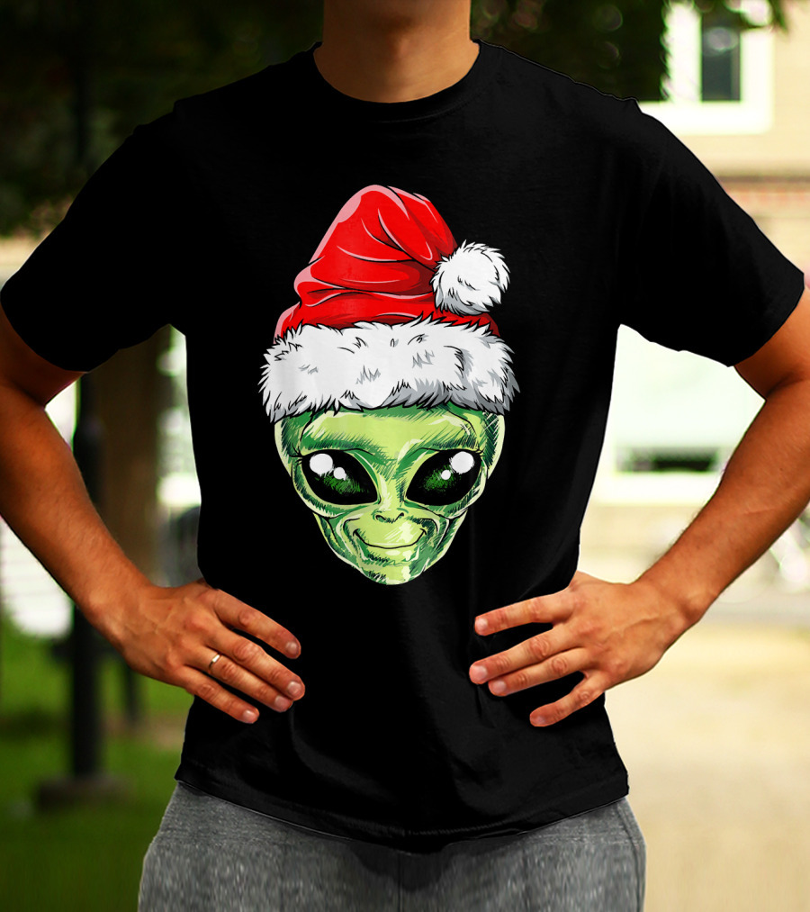 Alien Santa Christmas Hat T-Shirt