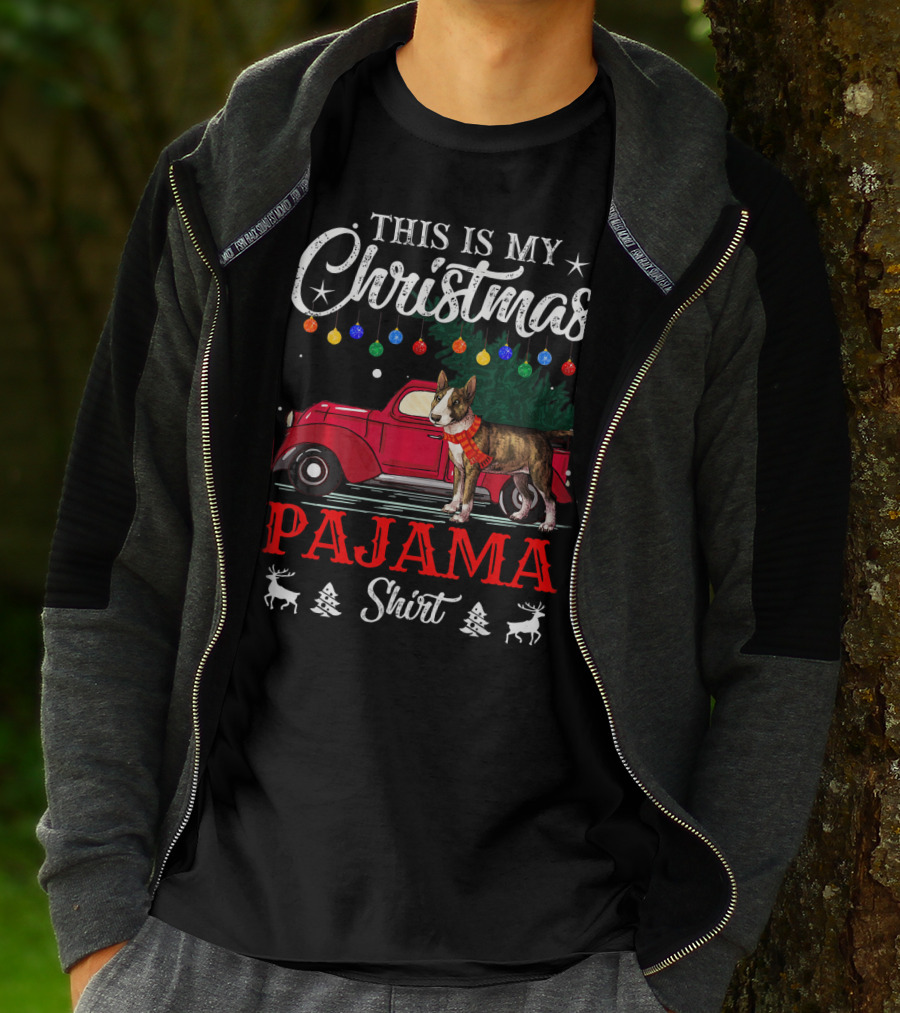 This Is My Christmas Pajama Shirt Vintage Truck Dog Holiday Lights T-Shirt