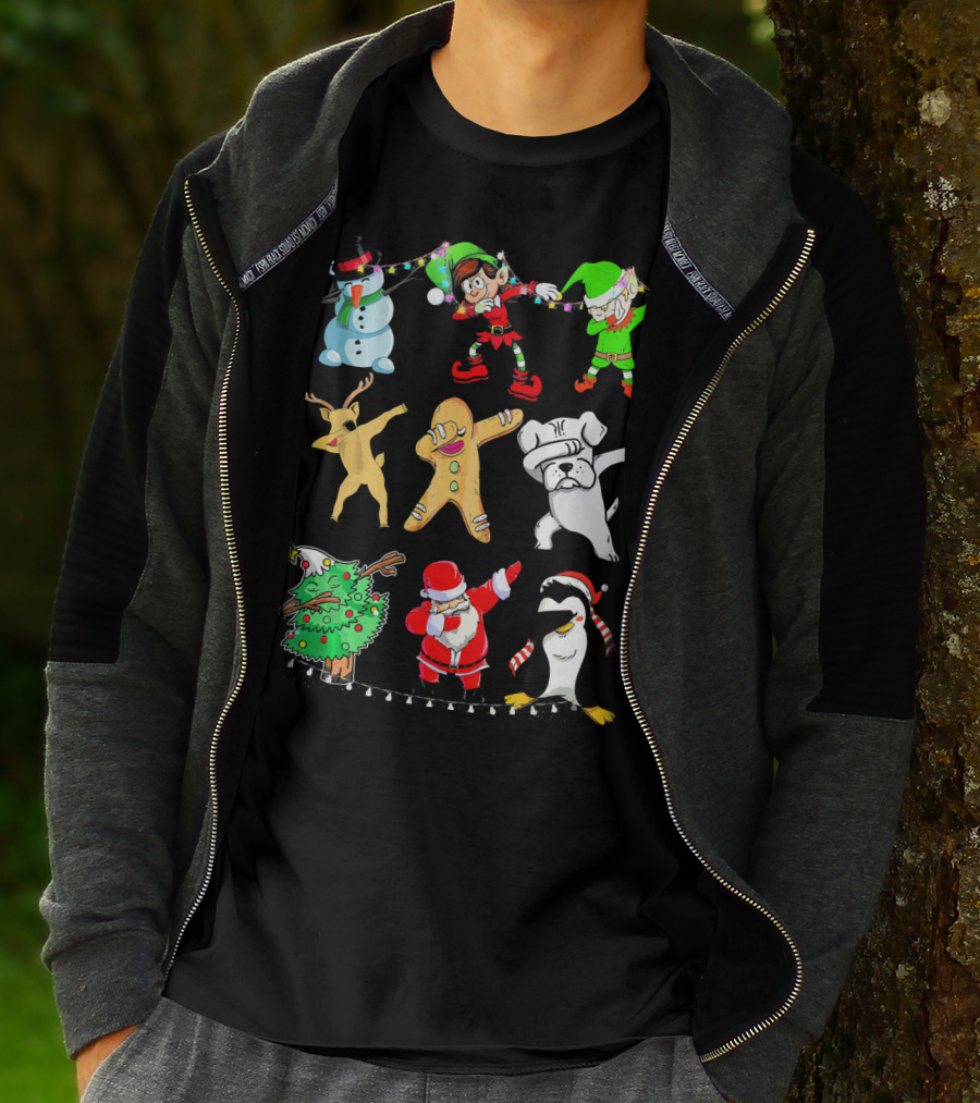 Dabbing Santa Elf Snowman Reindeer Dog Gingerbread Tree Penguin T-Shirt