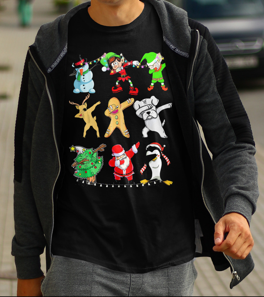 Dabbing Santa Elf Snowman Reindeer Dog Gingerbread Tree Penguin T-Shirt