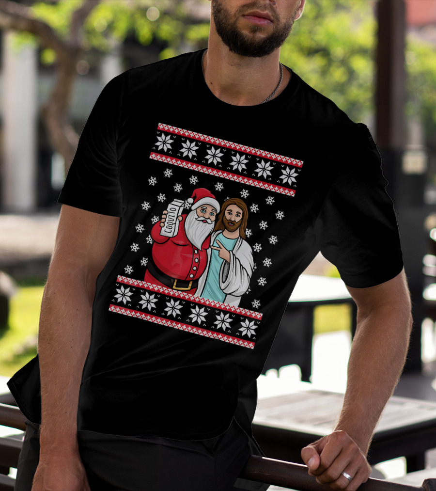 Christmas Drinking Party Santa Jesus Cheers Coq T-Shirt