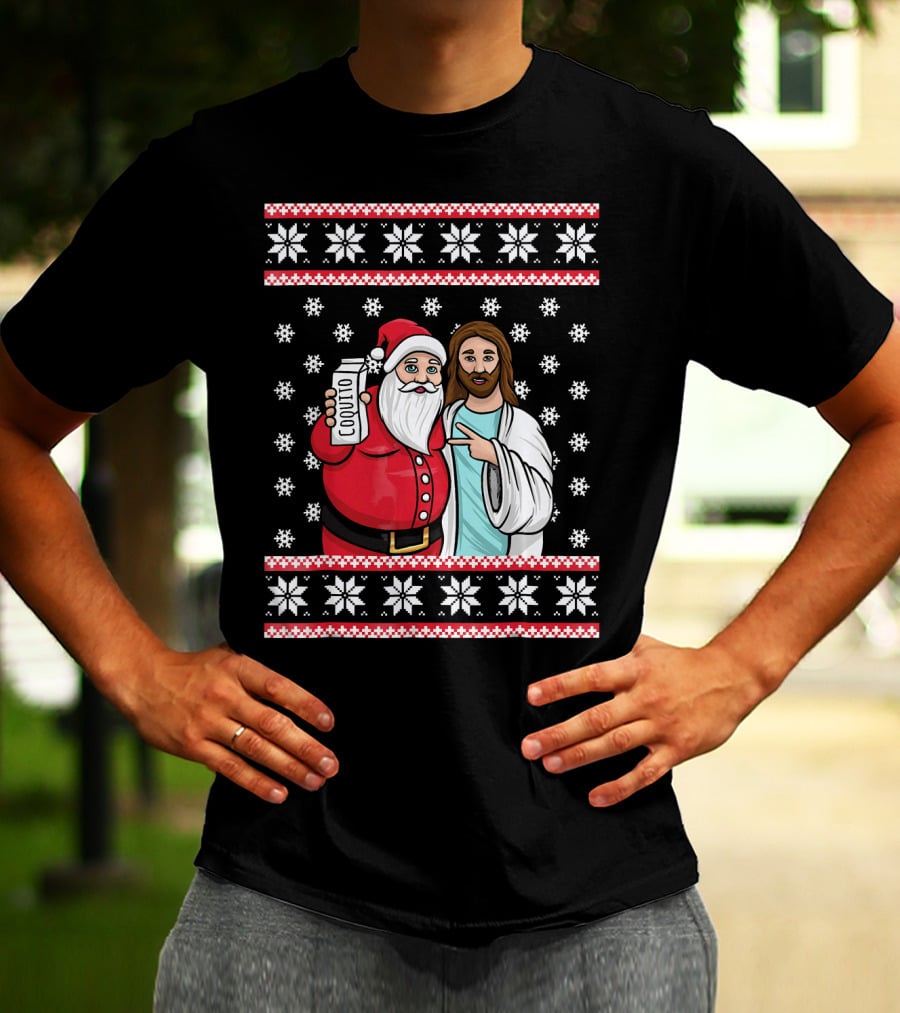 Christmas Drinking Party Santa Jesus Cheers Coq T-Shirt