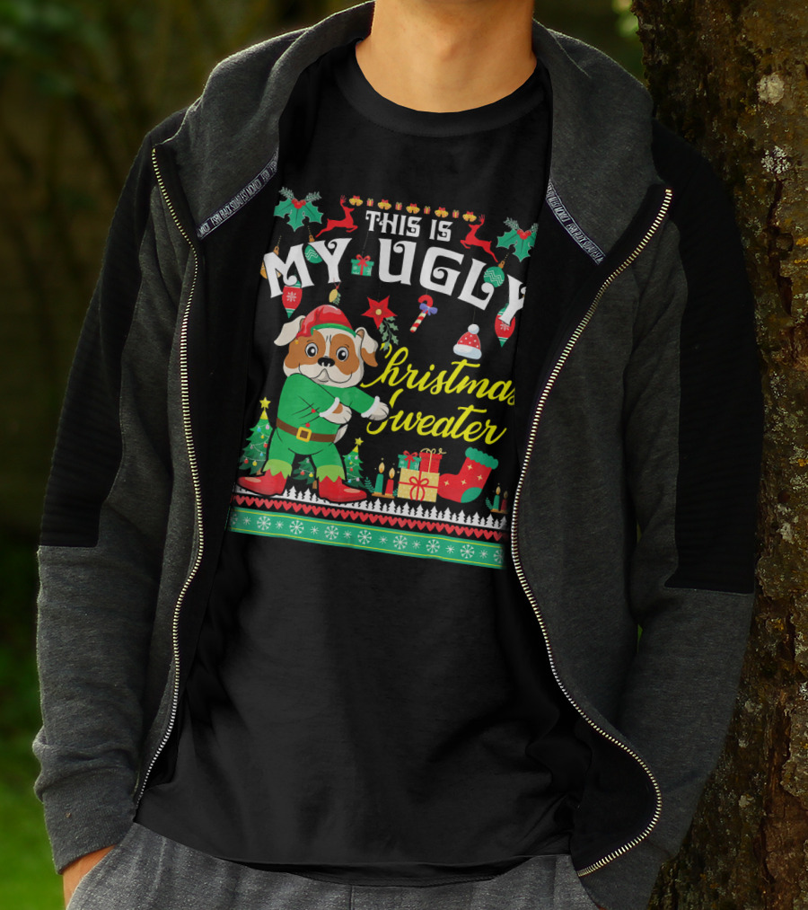 This Is My Ugly Christmas Sweater English Bulldog T-Shirt